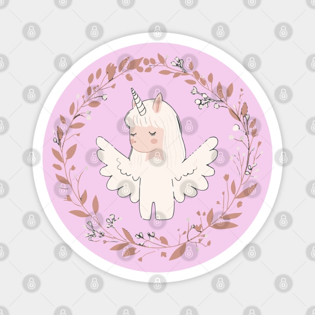 Boho Kawaii Unicorn – Dreamy Pastel Fantasy Art Magnet by TuncGK